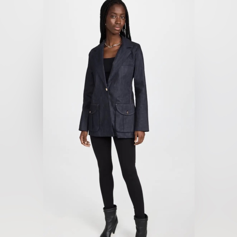DL1961 Indigo Coated Patch Pocket denim jeans Blazer coat. Size Small‎